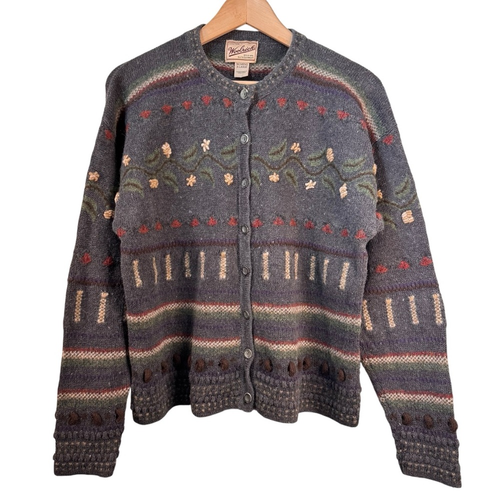 Woolrich Gray and Red Patterned Cardigan